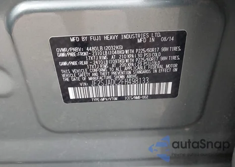 2015 Subaru Forester 2.5I Premium из США, поврежденный, VIN JF2SJADC2FH498133